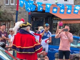 Grassington on Yorkshire day, the bell ringer make a speech