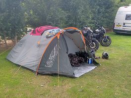 Camped with our motorbikes.