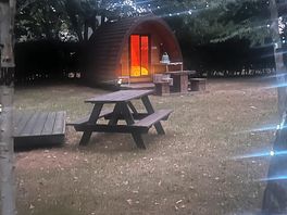 Glamping-hytte om natten