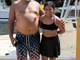 Father and daughter ready for a swim…